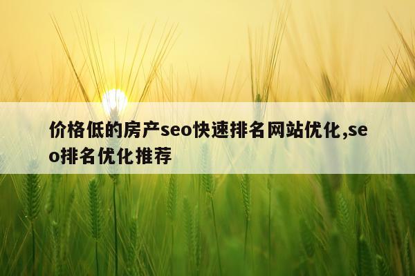 价格低的房产seo快速排名网站优化,seo排名优化推荐