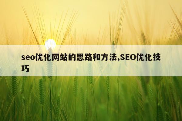 seo优化网站的思路和方法,SEO优化技巧