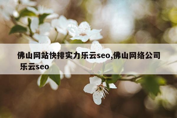 佛山网站快排实力乐云seo,佛山网络公司 乐云seo