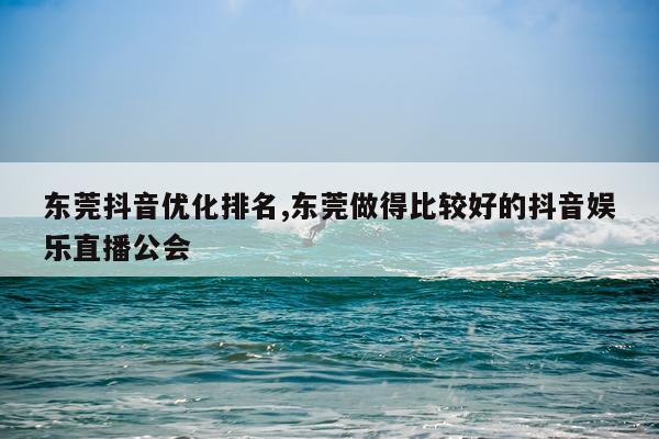 东莞抖音优化排名,东莞做得比较好的抖音娱乐直播公会