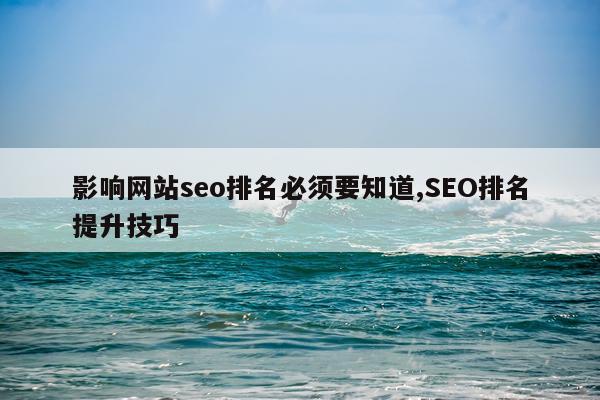 影响网站seo排名必须要知道,SEO排名提升技巧