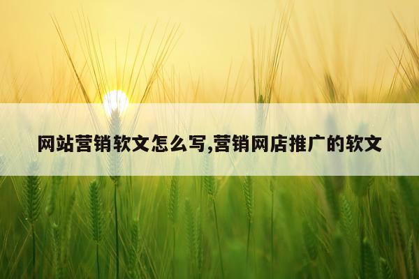 网站营销软文怎么写,营销网店推广的软文