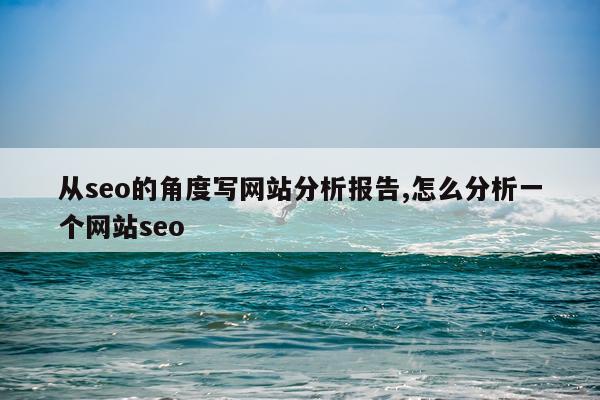 从seo的角度写网站分析报告,怎么分析一个网站seo