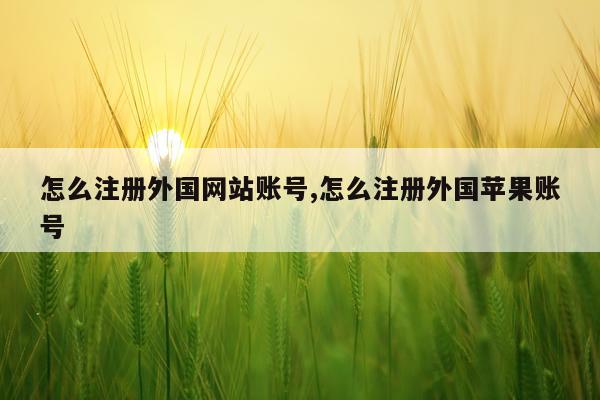 怎么注册外国网站账号,怎么注册外国苹果账号