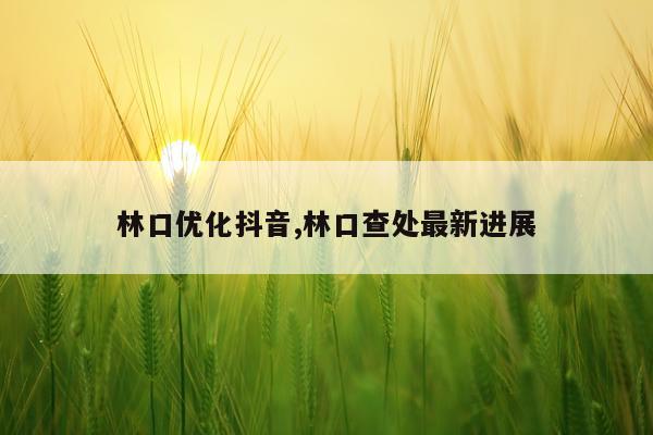 林口优化抖音,林口查处最新进展
