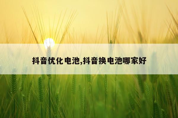 抖音优化电池,抖音换电池哪家好