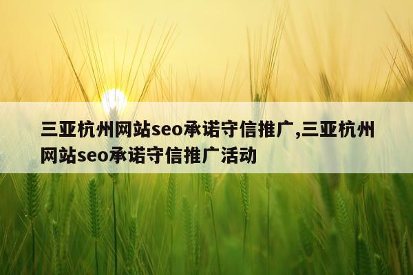 三亚杭州网站seo承诺守信推广,三亚杭州网站seo承诺守信推广活动