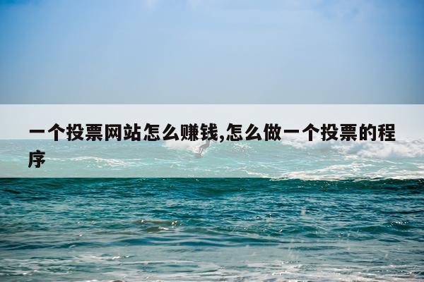 一个投票网站怎么赚钱,怎么做一个投票的程序