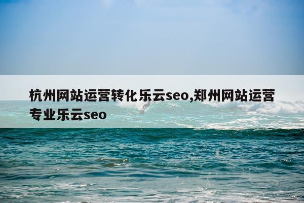 杭州网站运营转化乐云seo,郑州网站运营专业乐云seo