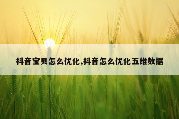 抖音宝贝怎么优化,抖音怎么优化五维数据