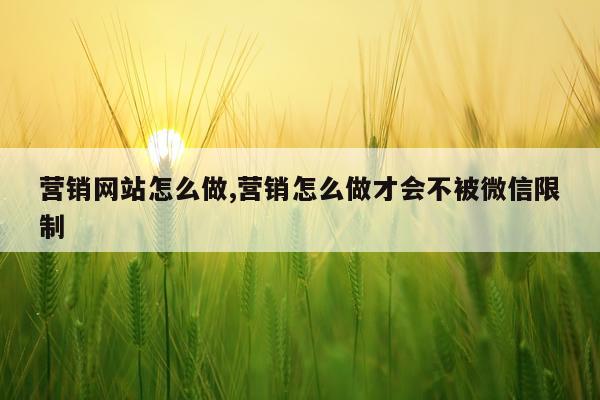 营销网站怎么做,营销怎么做才会不被微信限制