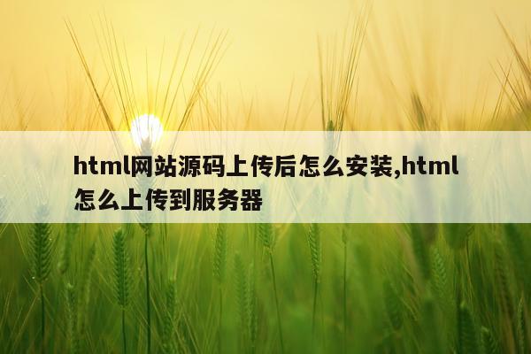html网站源码上传后怎么安装,html怎么上传到服务器