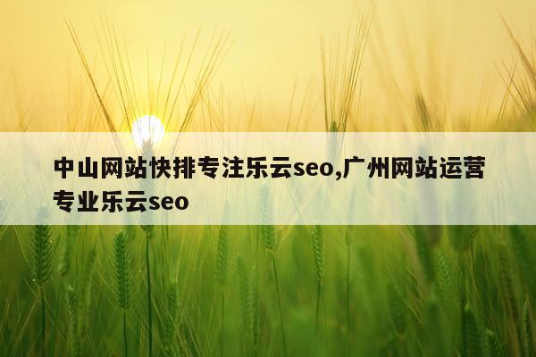 中山网站快排专注乐云seo,广州网站运营专业乐云seo