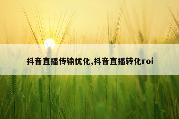 抖音直播传输优化,抖音直播转化roi