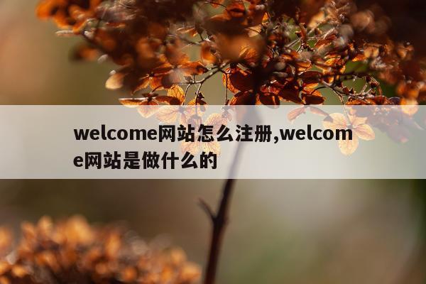 welcome网站怎么注册,welcome网站是做什么的