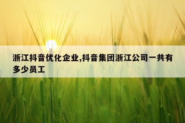 浙江抖音优化企业,抖音集团浙江公司一共有多少员工
