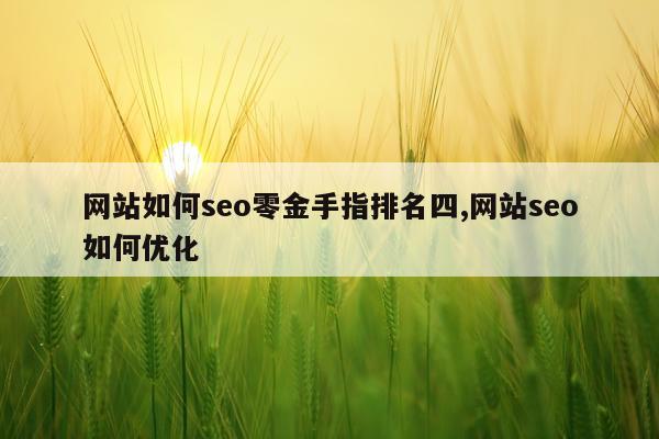 网站如何seo零金手指排名四,网站seo如何优化