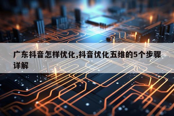 广东抖音怎样优化,抖音优化五维的5个步骤详解