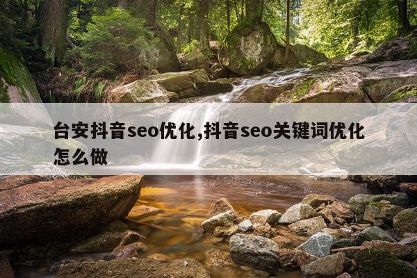 台安抖音seo优化,抖音seo关键词优化怎么做