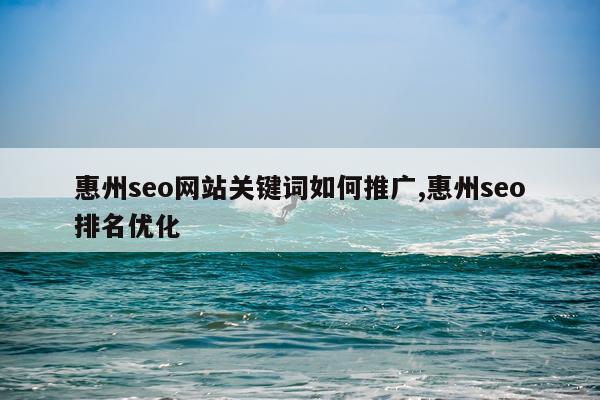 惠州seo网站关键词如何推广,惠州seo排名优化
