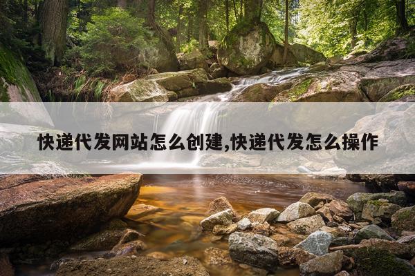 快递代发网站怎么创建,快递代发怎么操作