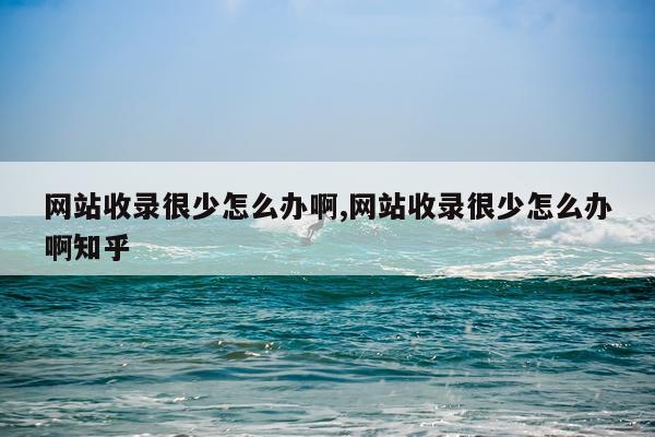 网站收录很少怎么办啊,网站收录很少怎么办啊知乎