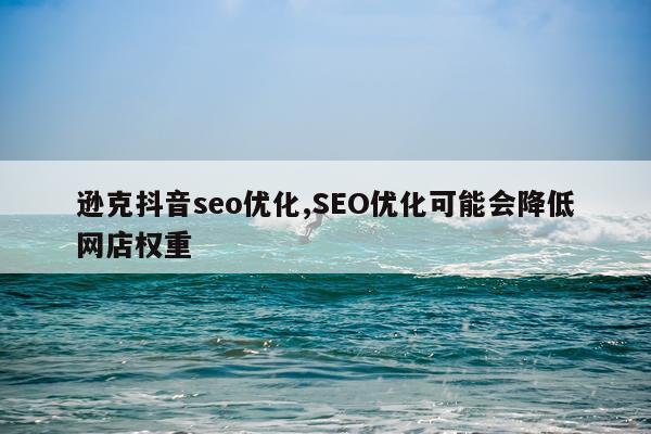 逊克抖音seo优化,SEO优化可能会降低网店权重