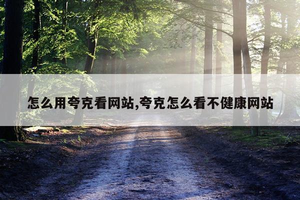 怎么用夸克看网站,夸克怎么看不健康网站