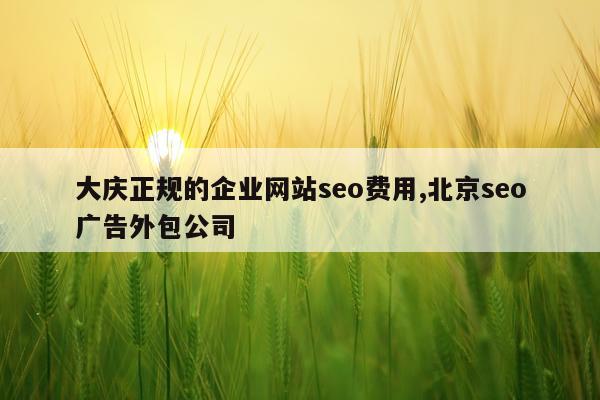 大庆正规的企业网站seo费用,北京seo广告外包公司